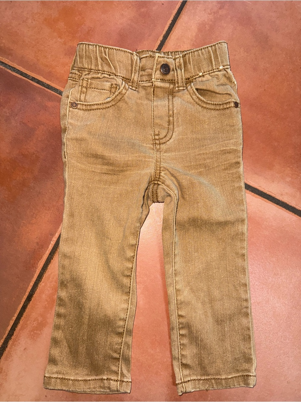 Kids Tan Pull-On Denim Pants